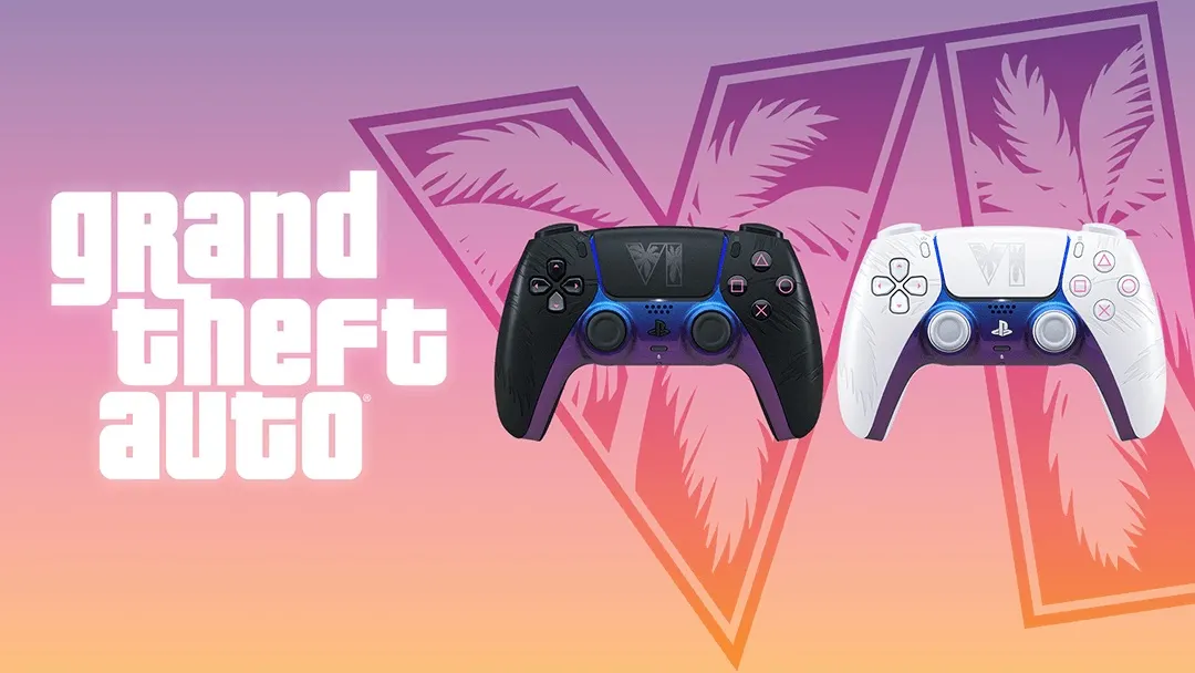 Controles sem fio DualSense de edição limitada de Grand Theft Auto VI em preto e branco